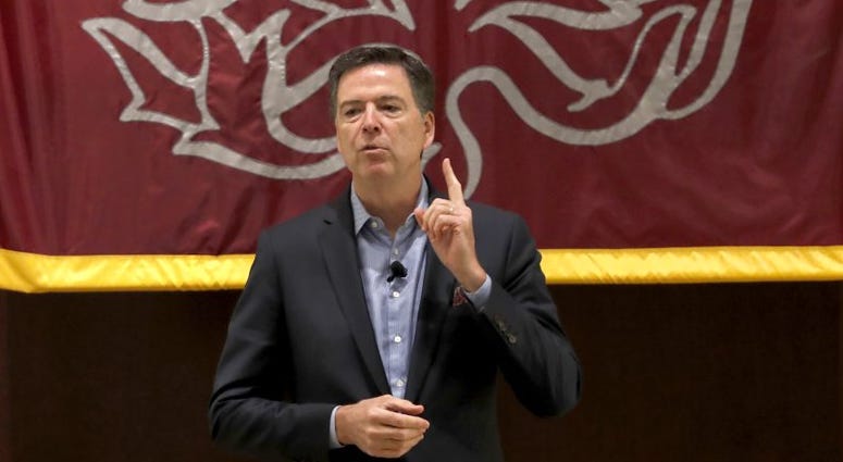Former FBI director James Comey speaks at the University of Chicago Law School for the 2019 Ulysses and Marguerite Schwartz Memorial Lecture, Tuesday, Oct. 29, 2019, in Chicago. Former FBI director James Comey speaks at the University of Chicago Law School for the 2019 Ulysses and Marguerite Schwartz Memorial Lecture, Tuesday, Oct. 29, 2019, in Chicago.