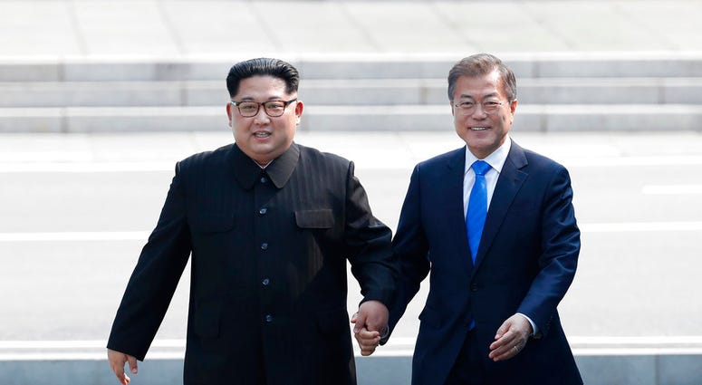 North Korean leader Kim Jong Un and South Korean President Moon Jae-in North Korean leader Kim Jong Un and South Korean President Moon Jae-in