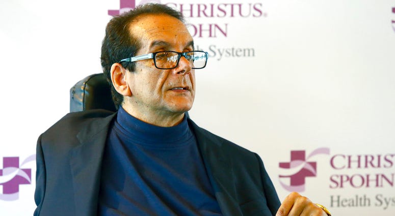In this March 31, 2015, file photo, Charles Krauthammer talks about getting into politics during a news conference in Corpus Christi, Texas. The conservative writer and pundit Krauthammer has died. His death was announced Thursday, June 21, 2018, by two