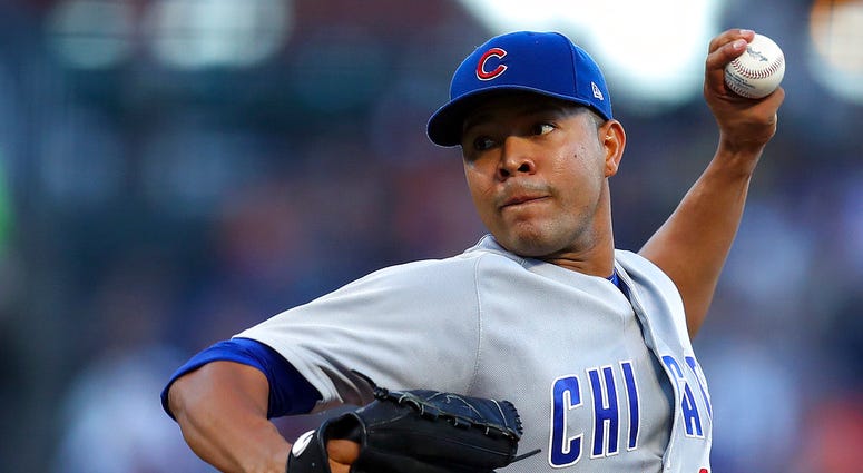 Chicago Cubs pitcher Jose Quintana works against the San Francisco Giants during the first inning of a baseball game Tuesday, July 10, 2018, in San Francisco.