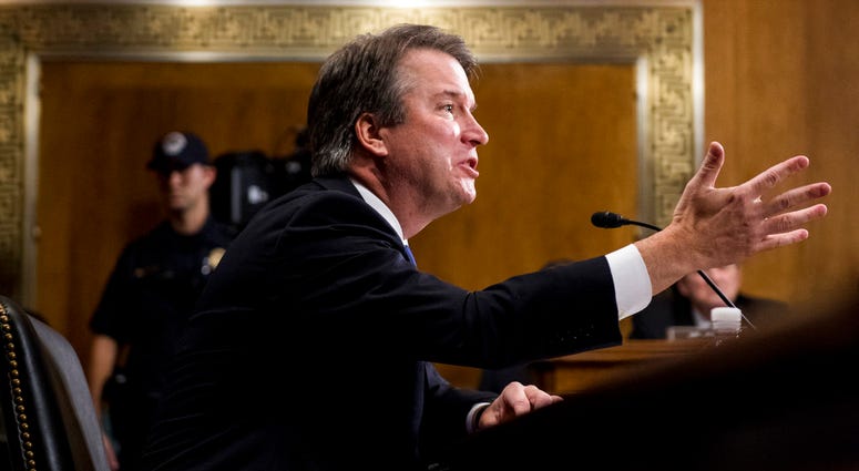 Supreme Court nominee Judge Brett Kavanaugh testifies during the Senate Judiciary Committee, Thursday, Sept. 27, 2018 on Capitol Hill in Washington. (Tom Williams/Pool Image via AP) Supreme Court nominee Judge Brett Kavanaugh testifies during the Senate Judiciary Committee, Thursday, Sept. 27, 2018 on Capitol Hill in Washington. (Tom Williams/Pool Image via AP)