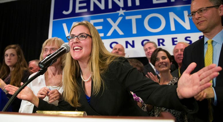 Democrat Jennifer Wexton speaks at her election night party after defeating Rep. Barbara Comstock, R-Va., Tuesday, Nov. 6, 2018, in Dulles, Va. (AP Photo/Alex Brandon) Democrat Jennifer Wexton speaks at her election night party after defeating Rep. Barbara Comstock, R-Va., Tuesday, Nov. 6, 2018, in Dulles, Va. (AP Photo/Alex Brandon)