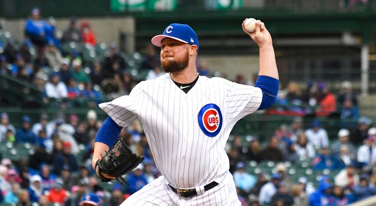 Chicago Cubs starting pitcher Jon Lester (34) throws the ball against the Milwaukee Brewers during the first inning of a baseball game, Sunday, May, 12, 2019, in Chicago. Chicago Cubs starting pitcher Jon Lester (34) throws the ball against the Milwaukee Brewers during the first inning of a baseball game, Sunday, May, 12, 2019, in Chicago.