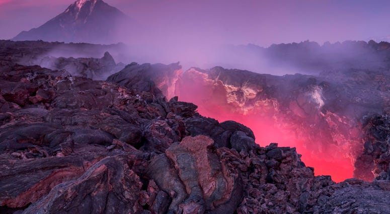 Five years after last erupting in Kamchatka Peninsula, Russia, the molten rock of Plosky Tolbachik volcano still glows and radiates intense heat. Five years after last erupting in Kamchatka Peninsula, Russia, the molten rock of Plosky Tolbachik volcano still glows and radiates intense heat.