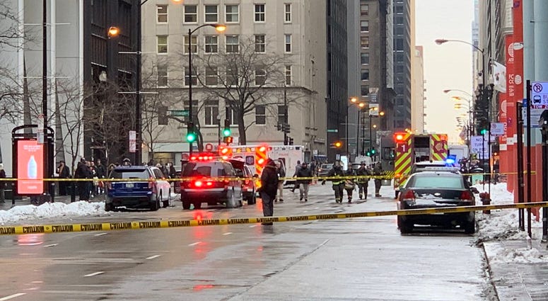Several blocks of Clark Street were closed in the Loop Tuesday morning as authorities responded to a hazardous materials situation at a parking garage near the Thompson Center.