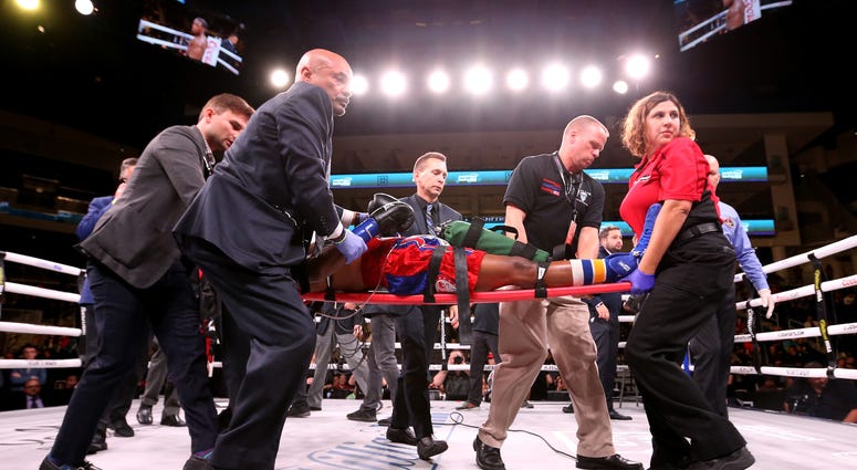 Patrick Day is taken out of the ring after being knocked out in his Super-Welterweight bout against Charles Conwell at Wintrust Arena on October 12, 2019 in Chicago, Illinois. Patrick Day is taken out of the ring after being knocked out in his Super-Welterweight bout against Charles Conwell at Wintrust Arena on October 12, 2019 in Chicago, Illinois.