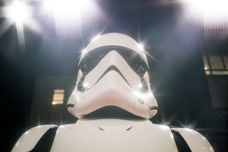 A Stormtrooper on the red carpet at the European Premiere of Star Wars: The Last Jedi at the Royal Albert Hall on December 12, 2017 in London, England. A Stormtrooper on the red carpet at the European Premiere of Star Wars: The Last Jedi at the Royal Albert Hall on December 12, 2017 in London, England.