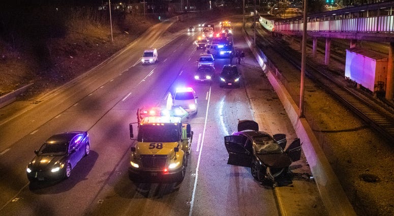 A off-duty male Chicago police officer was in critical condition early Monday after crashing his vehicle on the Eisenhower Expressway near the Kedzie Avenue exit on the West Side, authorities said.