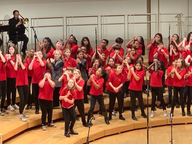 Thousands of young singers celebrated Black History Month on Monday at the Chicago Symphony Center. Thousands of young singers celebrated Black History Month on Monday at the Chicago Symphony Center.