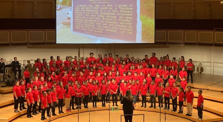 Thousands of young singers celebrated Black History Month on Monday at the Chicago Symphony Center. Thousands of young singers celebrated Black History Month on Monday at the Chicago Symphony Center.