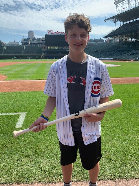 Dylan Provenzano with signed bat from Almora Dylan Provenzano with signed bat from Almora
