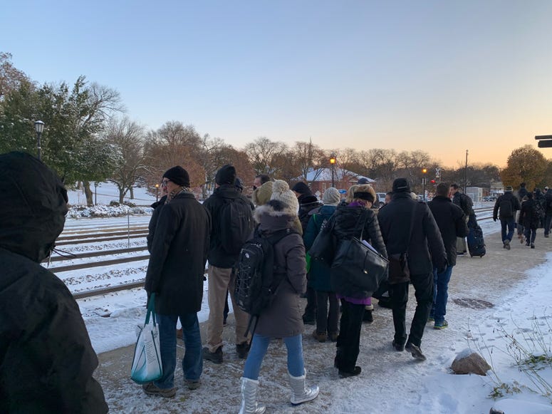 Metra riders waiting in the cold Metra riders waiting in the cold