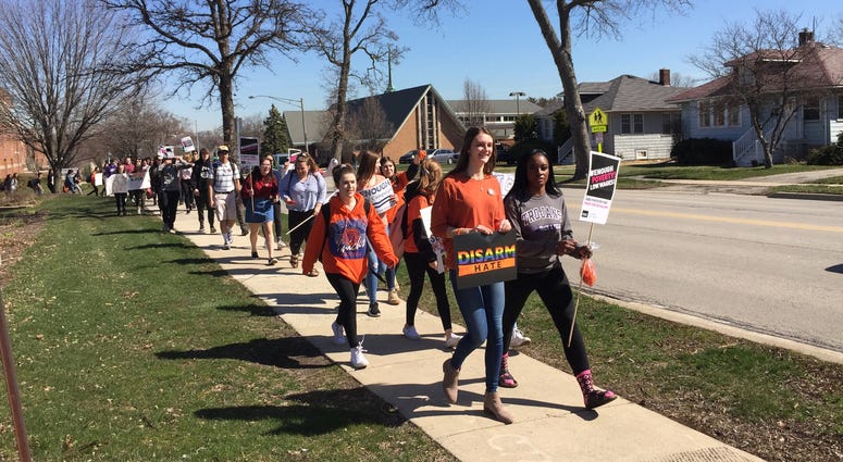 In the western suburbs, about 75 students left classes at Downers Grove North High School for a mile-long march and anti-gun violence rally in a local park.