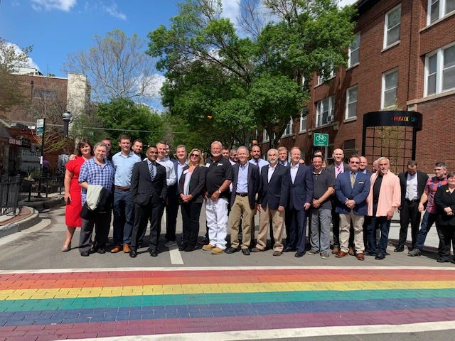 The city of Chicago dedicated 14 rainbow and colored crosswalks in the Boystown neighborhood on Thursday. The city of Chicago dedicated 14 rainbow and colored crosswalks in the Boystown neighborhood on Thursday.
