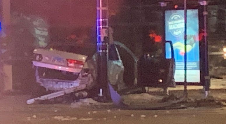 A vehicle crashed in Ravenswood after a police chase stemming from a shooting Tuesday, Jan. 21, 2020. A vehicle crashed in Ravenswood after a police chase stemming from a shooting Tuesday, Jan. 21, 2020.