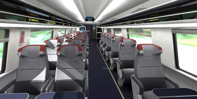 The new Acela trainsets include an advanced seat reservation system that easily distinguishes seat availability. The new Acela trainsets include an advanced seat reservation system that easily distinguishes seat availability.
