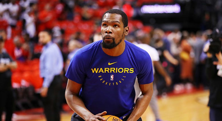 Kevin Durant shoots during warmups. (Gregory Shamus/Getty Images) Kevin Durant