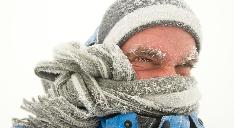 man in winter storm Man in winter storm