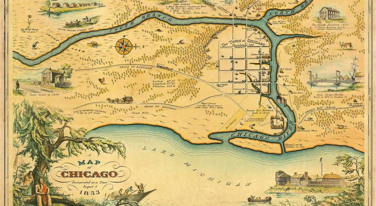 Map of Chicago in 1833 Map of Chicago in 1833