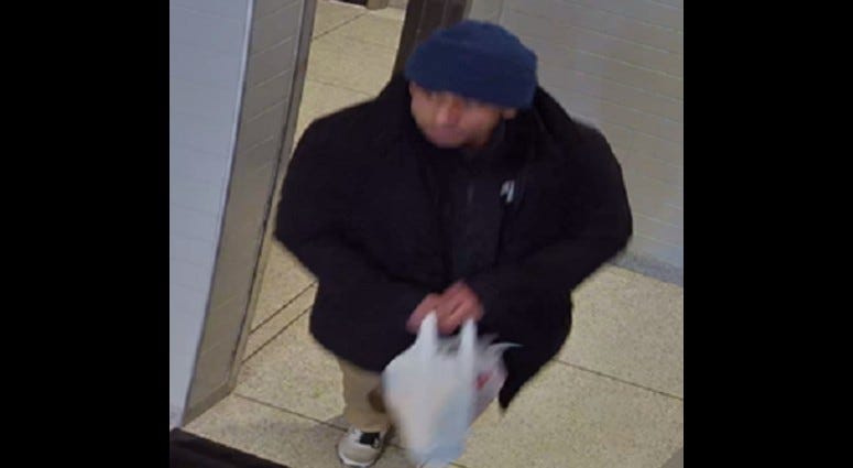 Surveillance image of a male wanted in connection with sexual abuse of a toddler Feb. 17, 2020, in the 600 block of North Clark Street. Surveillance image of a male wanted in connection with sexual abuse of a toddler Feb. 17, 2020, in the 600 block of North Clark Street.