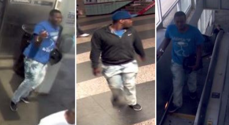 Surveillance images of the man wanted in a strong-arm robbery Aug. 22 near the Grand Red Line station in River North.