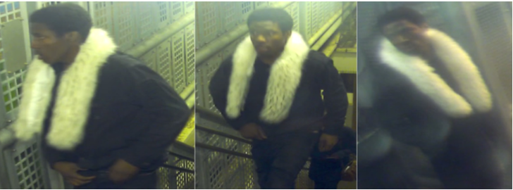 Surveillance images of the suspect in a robbery Feb. 4 at the CTA Brown Line Sedgwick station.