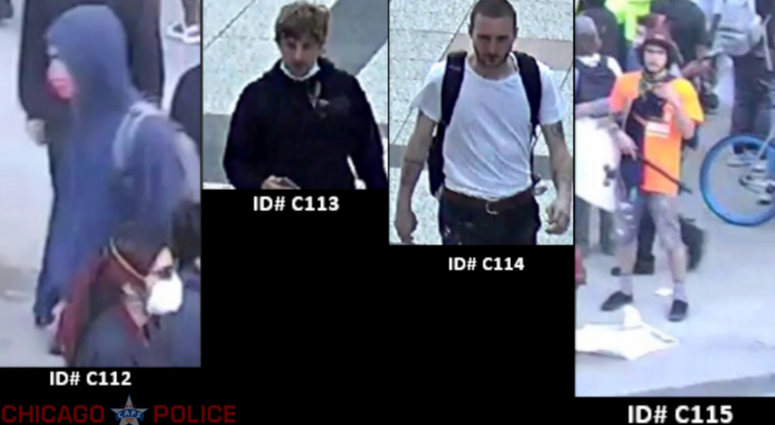 Police released photos of four men wanted in connection to an arson from May 30, 2020, in the 400 block of North Lower Michigan Drive. Police released photos of four men wanted in connection to an arson from May 30, 2020, in the 400 block of North Lower Michigan Drive.