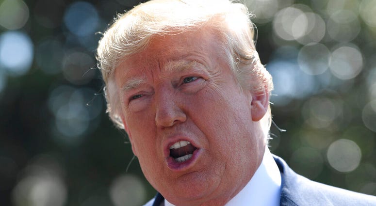 President Donald Trump speaks to reporters on the South Lawn of the White House in Washington, Saturday, June 22, 2019, before boarding Marine One for the trip to Camp David in Maryland. President Donald Trump speaks to reporters on the South Lawn of the White House in Washington, Saturday, June 22, 2019, before boarding Marine One for the trip to Camp David in Maryland.