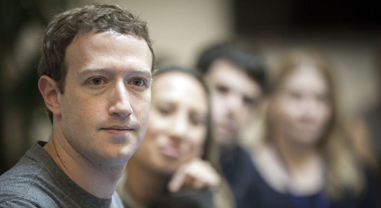 Jan 31, 2017; Menlo Park, CA, USA; Facebook CEO Mark Zuckerberg speaks to guests gathered for a 'birthday' celebration at Facebook headquarters in Menlo Park, California.