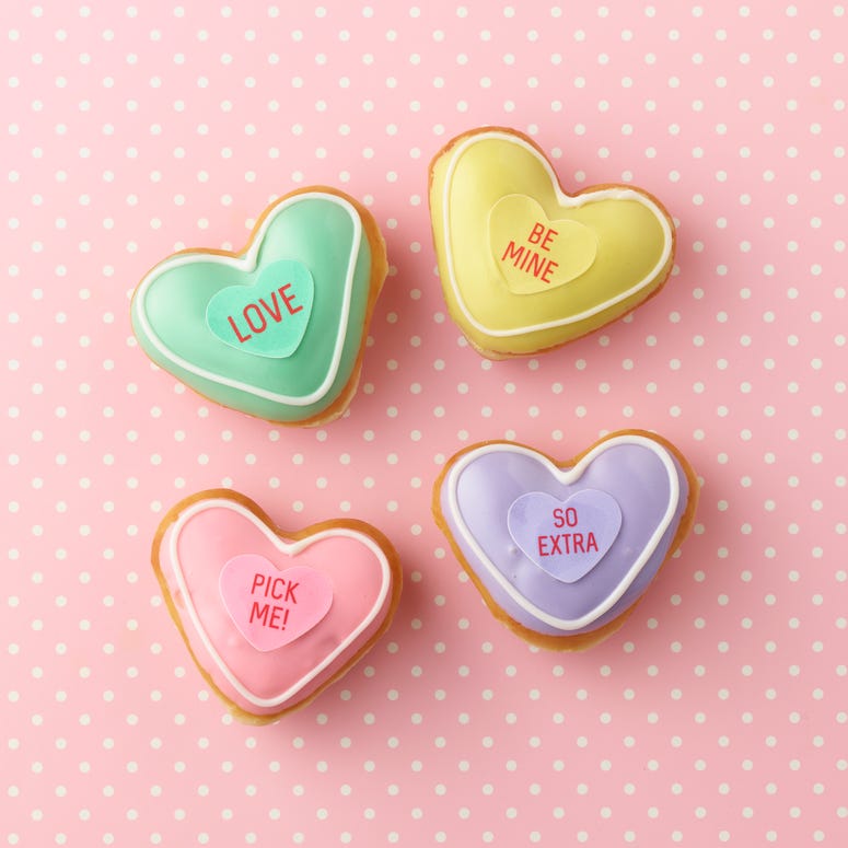 Krispy Kreme's Valentine Conversation Doughnuts will be available Jan. 30 through Valentine's Day, Feb. 14 at participating Krispy Kreme shops across the U.S.