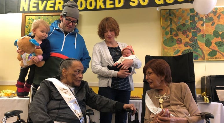 Baby Meets 2 Centenarians