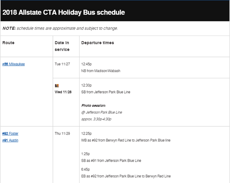 CTA Bus Schedule