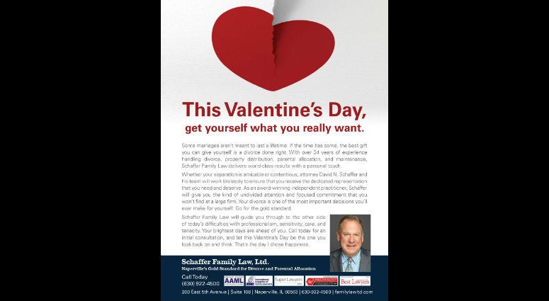 Divorce ad in Naperville Magazine