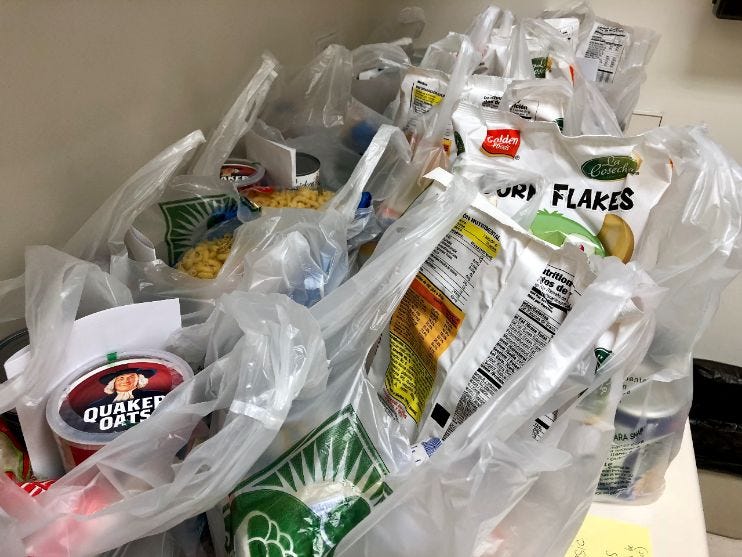 Bags of non-perishable food, Uptown Clinic Food Pantry