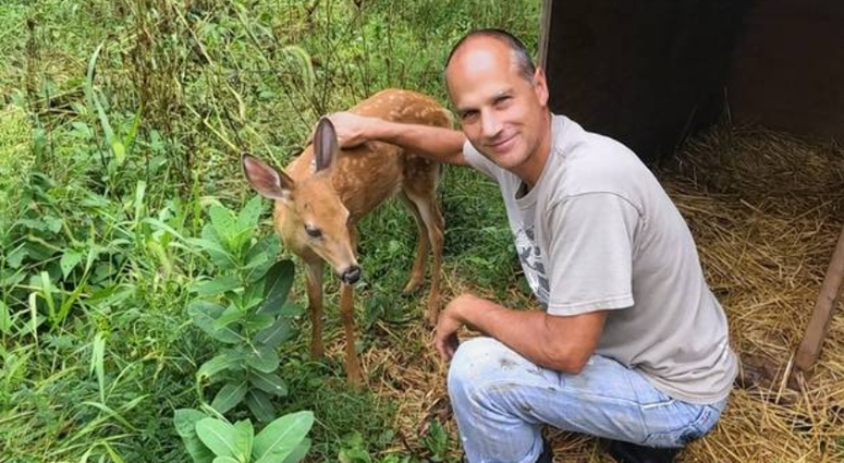 Marty Gerdisch and his deer, Abigail
