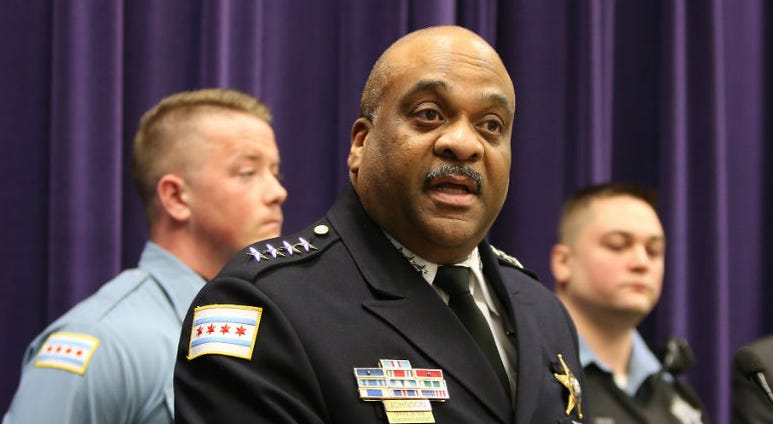 Chicago Police Superintendent Eddie Johnson speaks during a news conference