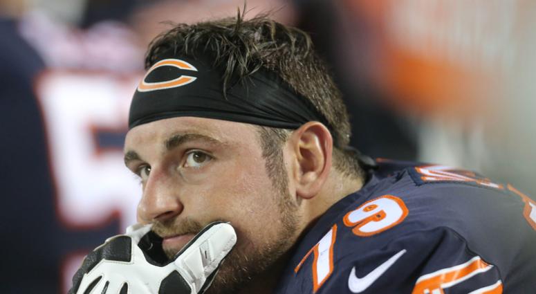 Aug 10, 2017; Chicago, IL, USA; Chicago Bears offensive tackle Bradley Sowell (79) during the second half against the Denver Broncos at Soldier Field.