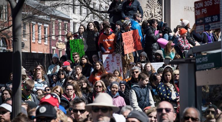 March 24, 2018; Washington, DC, USA; Protesters gather during the March for Our Lives. The march was organized following the Marjory Stoneman Douglas High School shootings in Parkland Florida last month, during which 17 people with killed. March For Our Lives Rally