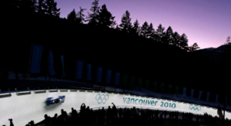 USA's Steve Holcomb and Curtis Tomasevicz compete during the final round of the two-man bobsled event at The Whistler Sliding Centre, in Whistler, British Columbia, during the 2010 Olympic Games, Sunday February 21, 2010.