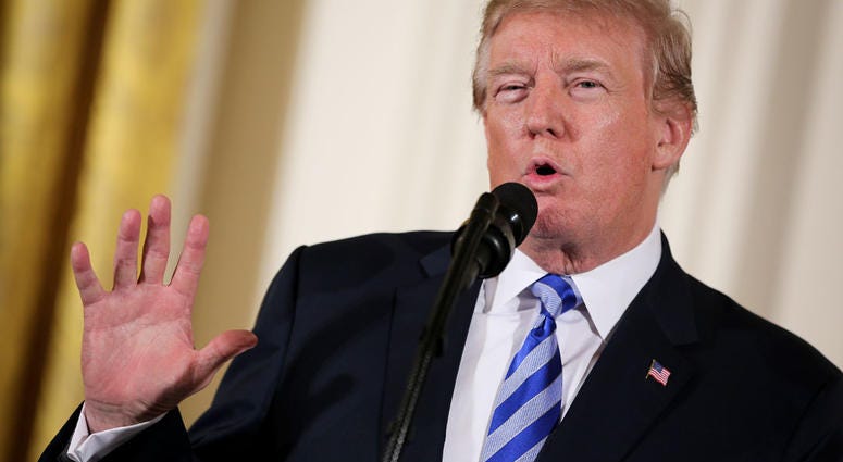 President Donald Trump speaks during the Public Safety Medal of Valor Awards Ceremony in the East Room of the White House on February 20, 2018 in Washington, DC.