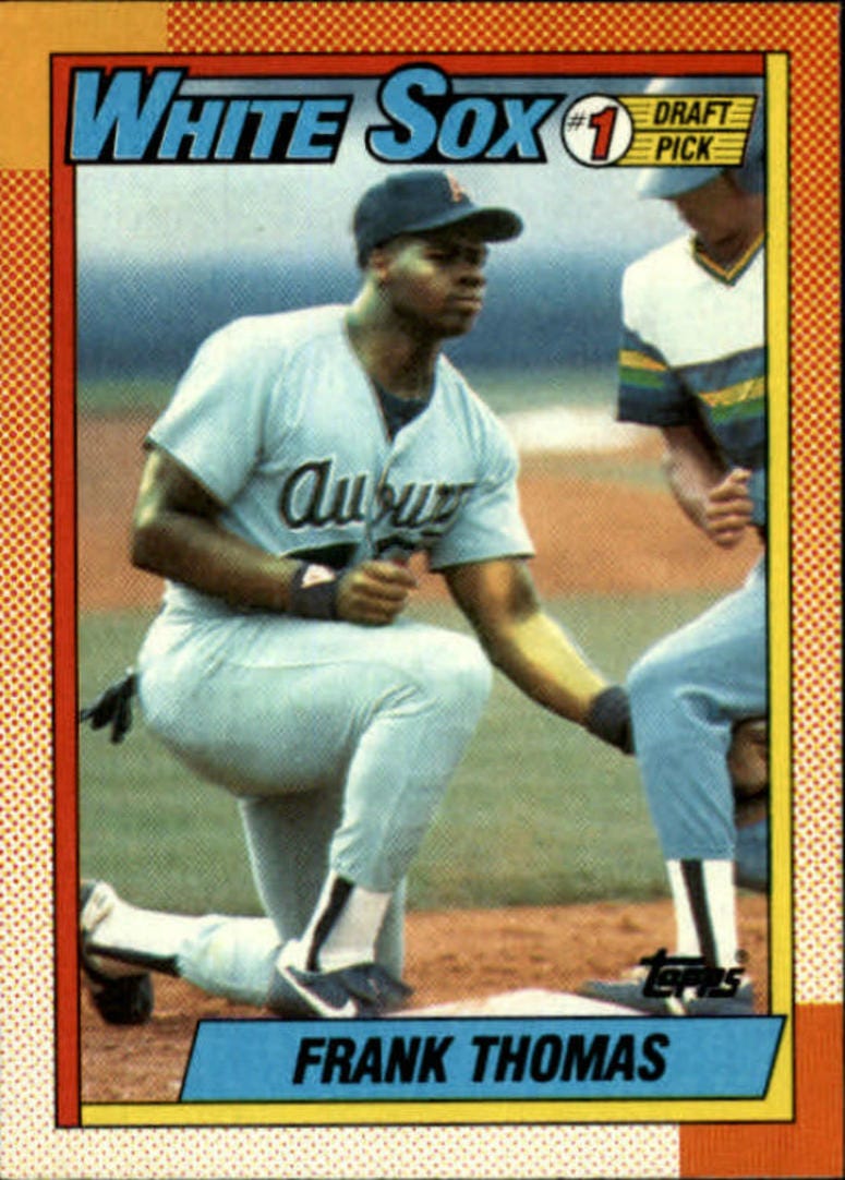 Payne: “This was a Frank Thomas rookie card, and this is the regular rookie card for Frank. There was an error version that did not include his name, so it was just a blank blue box down at the bottom. THAT is several thousand dollars if you find one. N Payne: “This was a Frank Thomas rookie card, and this is the regular rookie card for Frank. There was an error version that did not include his name, so it was just a blank blue box down at the bottom. THAT is several thousand dollars if you find one. N