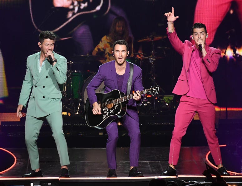 Nick Jonas, Kevin Jonas, and Joe Jonas of The Jonas Brothers perform in concert at Madison Square Garden on August 29, 2019 in New York City. Nick Jonas, Kevin Jonas, and Joe Jonas of The Jonas Brothers perform in concert at Madison Square Garden on August 29, 2019 in New York City.