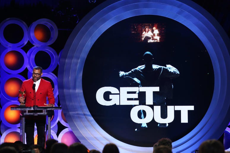 Actor/writer/director Jordan Peele accepts Best Director for 'Get Out' onstage during the 2018 Film Independent Spirit Awards on March 3, 2018 in Santa Monica, California. Actor/writer/director Jordan Peele accepts Best Director for 'Get Out' onstage during the 2018 Film Independent Spirit Awards on March 3, 2018 in Santa Monica, California.