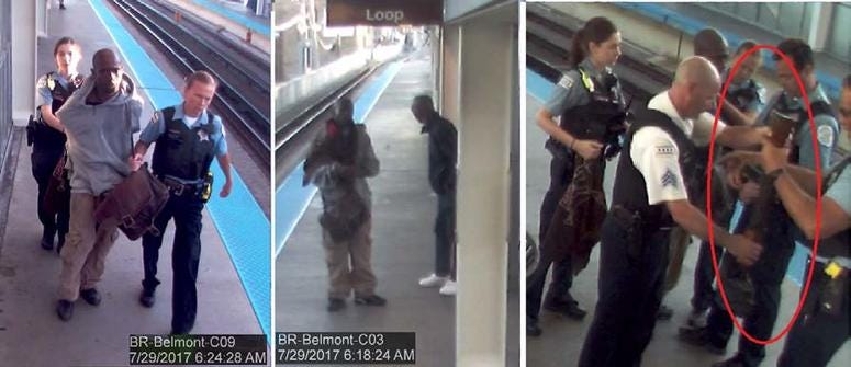 Surveillance video shows Jordan Watkins allegedly carrying an AK-47 on the CTA’s Belmont platform in 2017. Surveillance video shows Jordan Watkins allegedly carrying an AK-47 on the CTA’s Belmont platform in 2017.