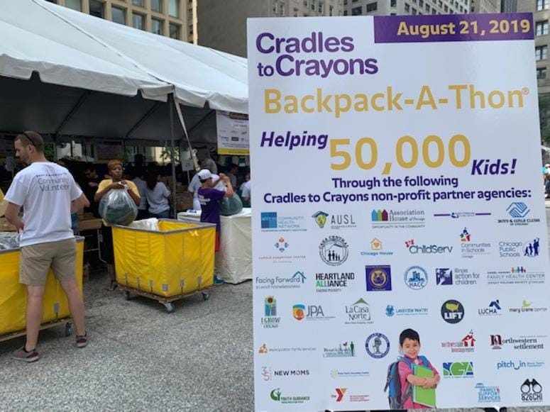 Cradles 2 Crayons Hosts Fourth Annual Backpack-A-Thon At Daley Plaza Cradles 2 Crayons Hosts Fourth Annual Backpack-A-Thon At Daley Plaza