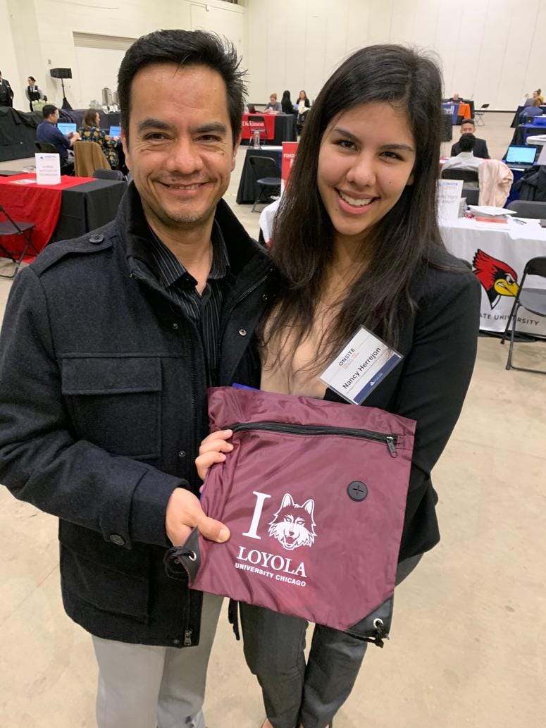 Nancy Herrejon, 18, is a senior at Lyons Township High School. On Tuesday afternoon, she learned she was accepted into her number one choice, Loyola University. Nancy Herrejon, 18, is a senior at Lyons Township High School. On Tuesday afternoon, she learned she was accepted into her number one choice, Loyola University.