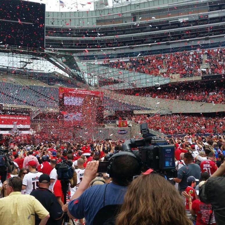 Soldier Field during the 2015 Blackhawks Championship Rally