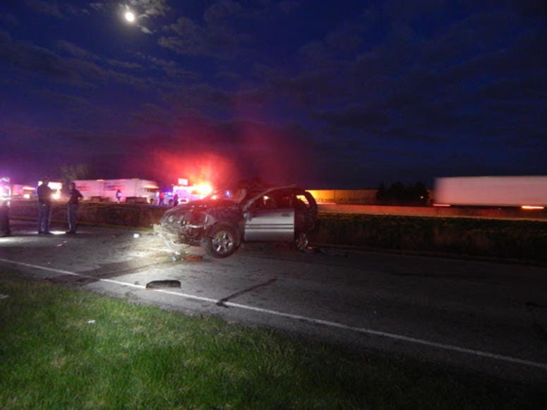 A woman and her 4-year-old son were ejected from an SUV when a tire blew out and caused it to roll over April 17 in Portage, Indiana. A woman and her 4-year-old son were ejected from an SUV when a tire blew out and caused it to roll over April 17 in Portage, Indiana.