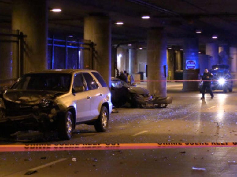 Police investigate a serious crash about 4:30 a.m. Friday, January 11, 2019 in the 100 block of West Wacker Avenue in Chicago. | Police investigate a serious crash about 4:30 a.m. Friday, January 11, 2019 in the 100 block of West Wacker Avenue in Chicago. |