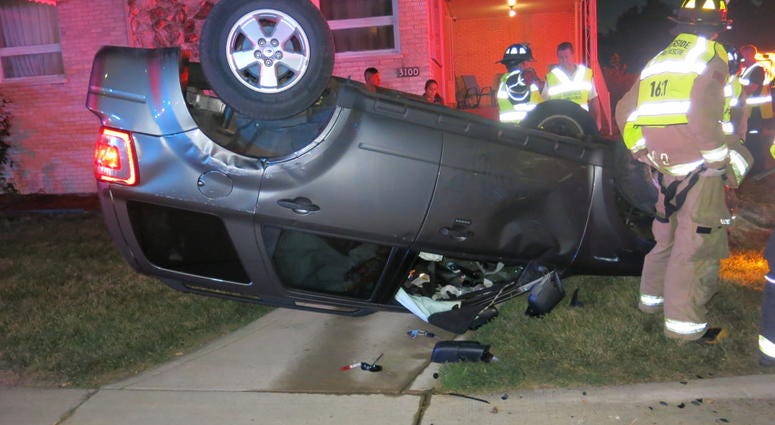 Riverside authorities investigate a rollover crash that sent an entire family to a hospital on Aug. 9, 2018. Riverside authorities investigate a rollover crash that sent an entire family to a hospital on Aug. 9, 2018.